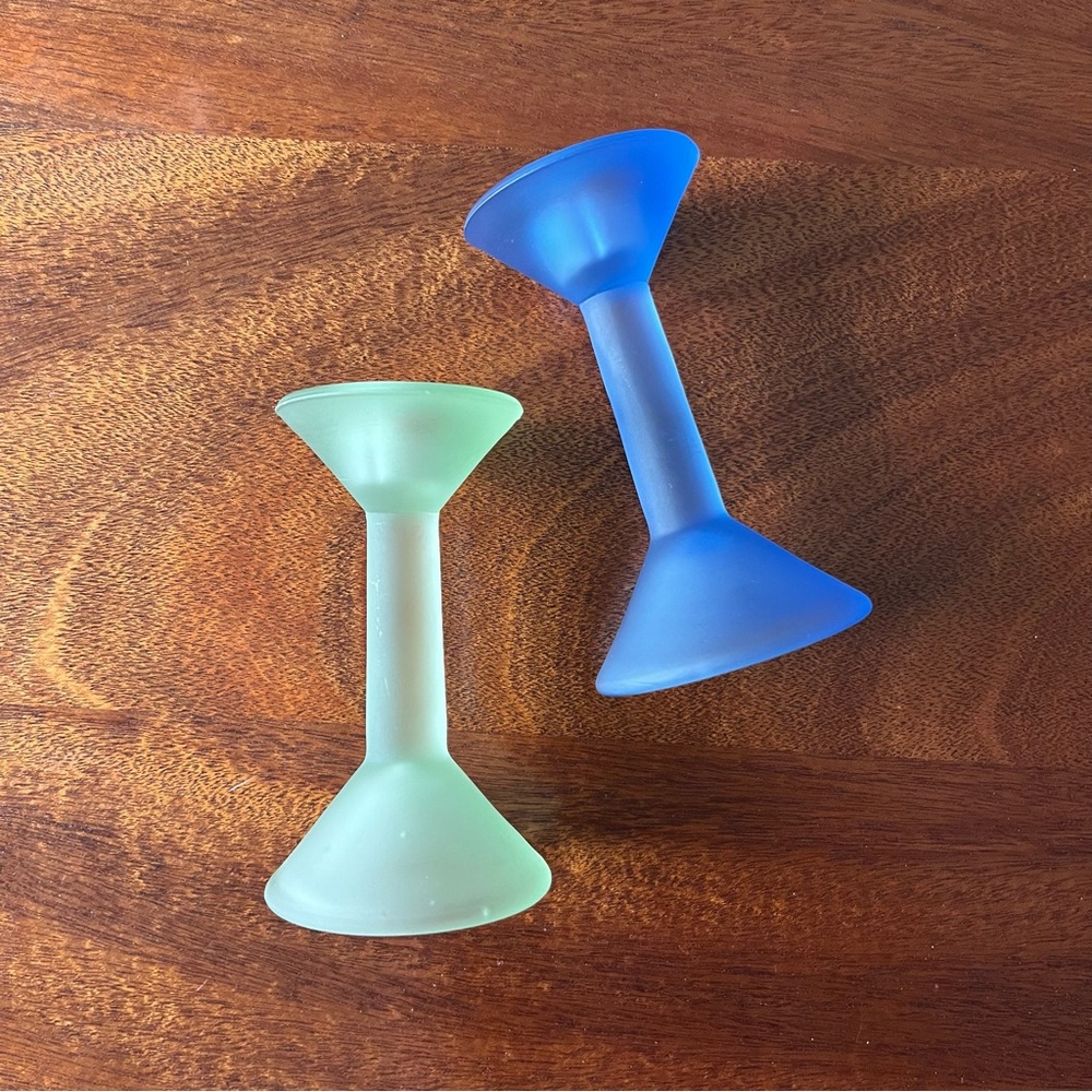 Frosted Glass Taper Candle Stick Holders